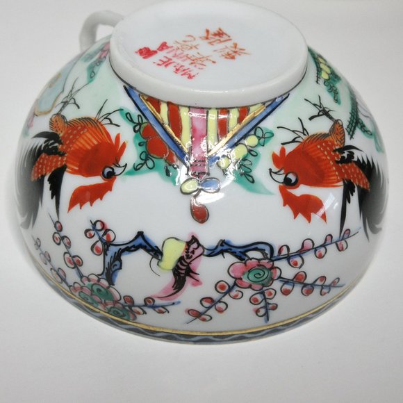 Antique Porcelain Tea Trio Rooster Pattern - Picture 7 of 9